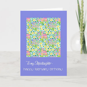 Primroses February Birthday Kaart for Stepdochter