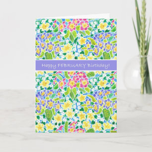 Primroses Février Carte d'anniversaire