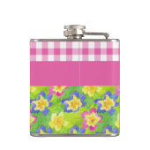 Primroses Hip Flask to Personalize: roze Gingham Heupfles (Achterkant)