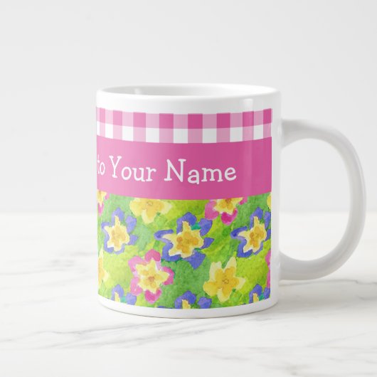 Primroses Jumbo Mug à personnaliser : En vichy ros (Droite)