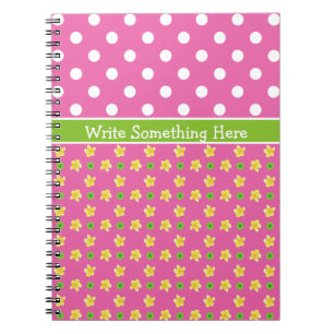 Primroses op roze, Jumbo witte polka stippen Notitieboek