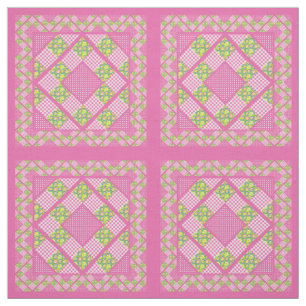Primroses Roze  Faux Patchwork Patroon Stof