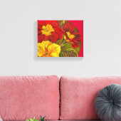 Primula floral red canvas fine art rap print (Insitu (Woonkamer))
