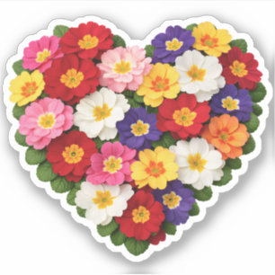 Primula Hart Februari Geboortebloem Sticker