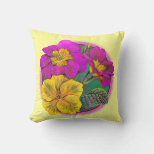 Primula jaune & rose fine art lancer oreiller