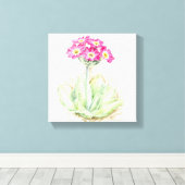 Primula roze canvas fine art wrap print (Insitu (Houten vloer))
