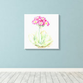 Primula roze canvas fine art wrap print (Insitu (Houten vloer))