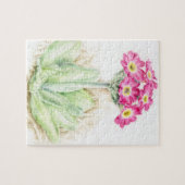Primula roze waterverf kunst puzzel (Horizontaal)