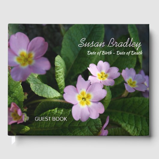 Primula Spring Flowers 2 gepersonaliseerde Memoria Gastenboek (Voorkant)