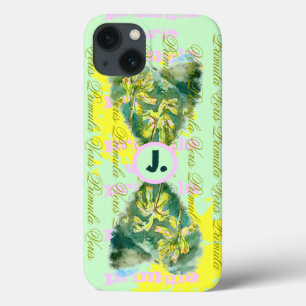 Primula Veris Hearts en Monogram iPhone 13 Hoesje