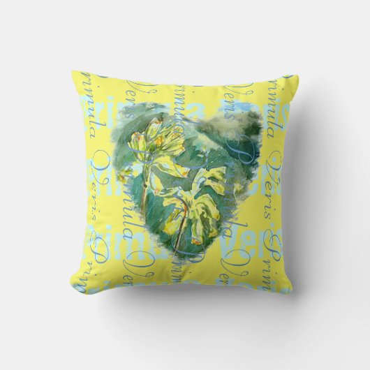 Primula Veris op Gele Cowslipharten 2 design Kussen (Voorkant)