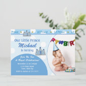 Prince 1er Anniversaire Invitation 5x7 Carte photo (Debout devant)