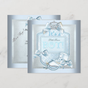 Prince Baby shower Baby Boy Blue Damask Shoe Kaart