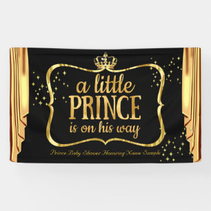 Prince Baby shower Black Gold Crown Drapes Spandoek