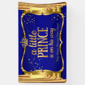 Prince Baby shower Blue Gold Crown Drapes Spandoek (Verticaal)