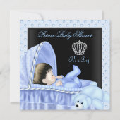 Prince Baby shower Boy Blue Bassinette Kaart (Voorkant)