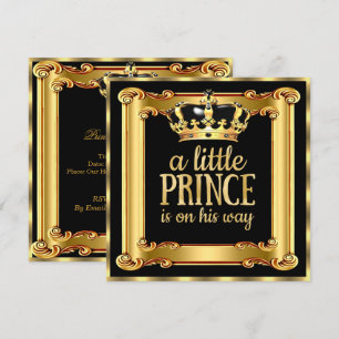 Prince Baby shower Gold Faux Folie Black Lijst Kaart
