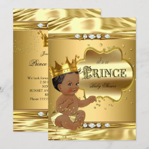 Prince Baby shower Gold Foil Ethnic Baby Boy Kaart