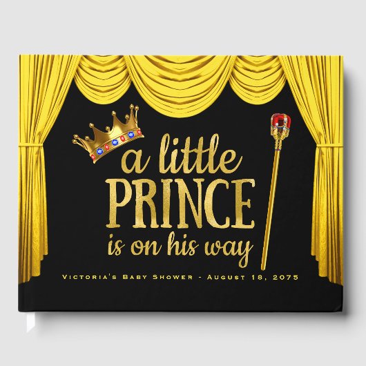 Prince Baby shower livre d'hôtes Black Gold Prince (Recto)