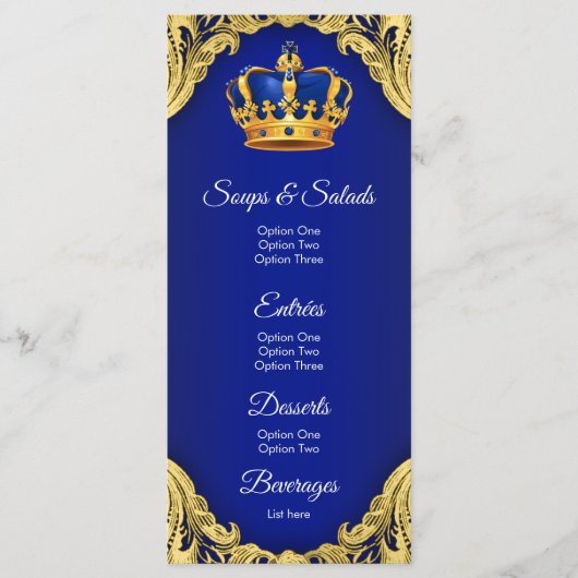 Prince Baby shower Menu (Voorkant)