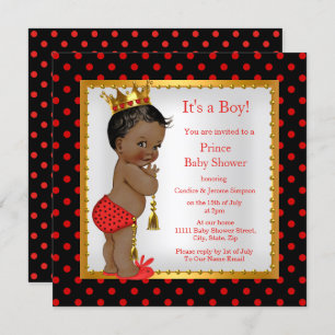 Prince Baby shower Red Gold Black Boy Ethnic Kaart