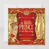Prince Baby shower Red Gold Boy Blonde Invitation (Devant)