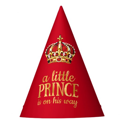 Prince Baby shower Red Gold Crown Party Feesthoedjes (Voorkant)