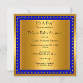 Prince Baby shower Royal Blue Boy Crown Ethnic Kaart (Achterkant)