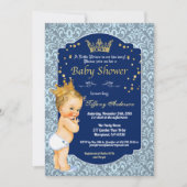Prince  baby shower Royal Blue Kaart (Voorkant)