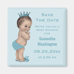  Prince Baby shower Save the Date Blauw Magneet