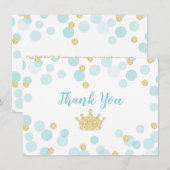 Prince Blue Gold Confetti Baby shower Hartelijk da Bedankkaart (Voorkant / Achterkant)