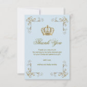 Prince Blue Gold Crown Boy Merci Baby shower (Devant)
