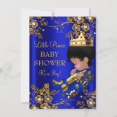 Prince Boy Baby shower Blue Gold Invitation (Devant)