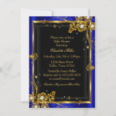 Prince Boy Baby shower Blue Gold Invitation Kaart (Achterkant)
