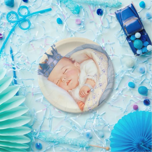  Prince Boy Baby shower Papieren Bordje (Feest)
