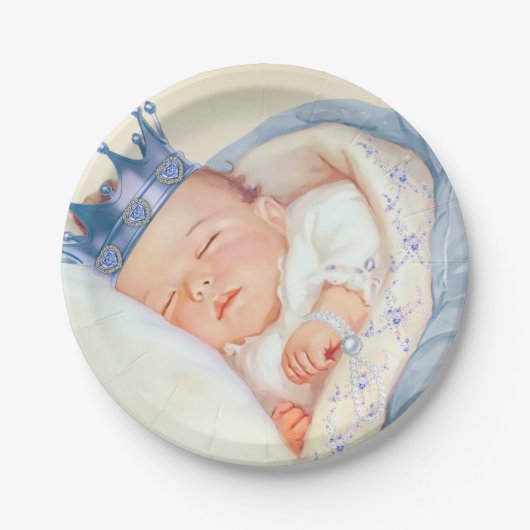 Prince Boy Baby shower Papieren Bordje (Voorkant)