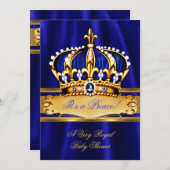 Prince Boy Baby shower Royal Blue Crown Kaart (Voorkant / Achterkant)