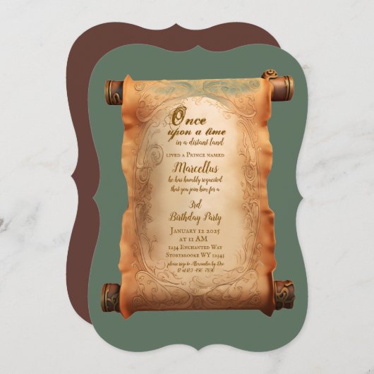 Prince Boys Third Party Birthday Invitation Kaart (Voorkant / Achterkant)