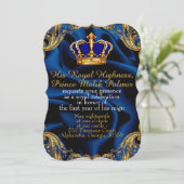 Prince Couronne bleue et or royale et invitation e (Debout devant)