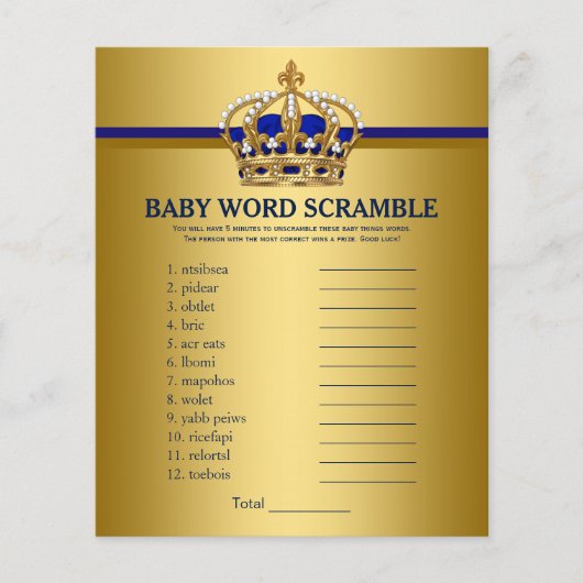 Prince Crown Baby shower Games (Voorkant)