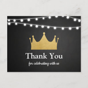 Prince Crown   Baby shower Gold Foil   Dank u wel Briefkaart