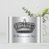 Prince Crown Baby shower Uitnodiging (Staand voorkant)