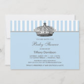 Prince Crown Blauw Wit Baby Boy Douche Kaart (Achterkant)