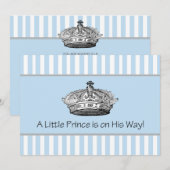 Prince Crown Blauw Wit Baby Boy Douche Kaart (Voorkant / Achterkant)