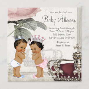 Prince en Princess Etnische Tweeling Baby shower Kaart