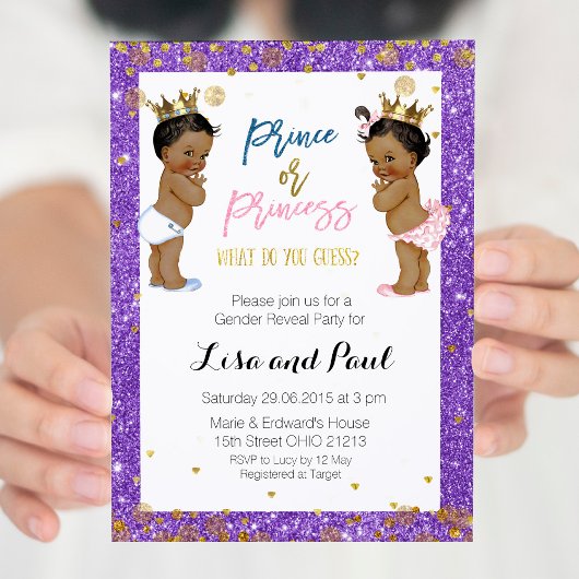 Prince et princesse Genre Révéler invitation Viole
