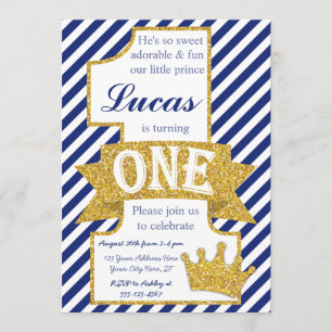 Prince First Birthday Invitation avec des