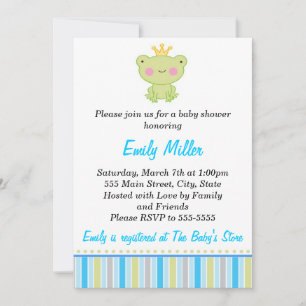 Prince Frog Baby Boy Shower Uitnodiging