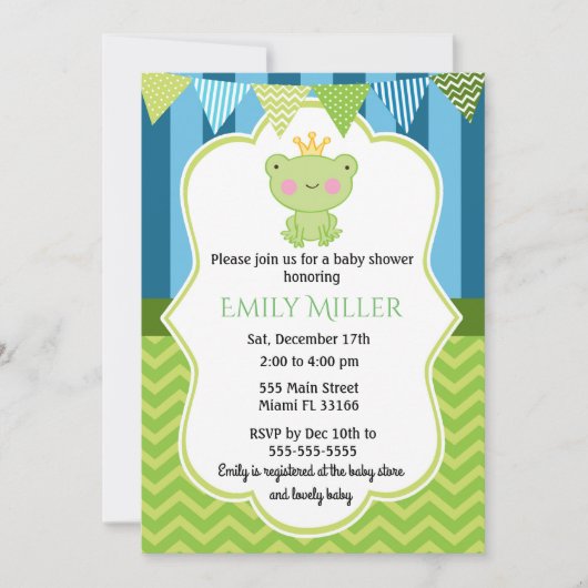 Prince Frog Baby shower Kaart (Voorkant)
