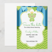Prince Frog Baby shower Save the Date (Voorkant / Achterkant)